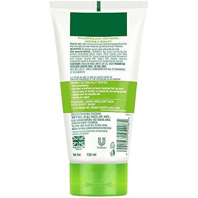 Unilever SIMPLE MOIST FOAM FACE WASH, 150 ML, SINGLE UNIT - Image 2